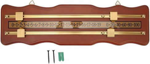 Billiard Game Scorer, 2 Track Wavy Brown Medium Density Fiberboard Score Board for Billiards, Manual Slide Scoring Keeper with Metal Track for Home Club Game Room in Kuwait