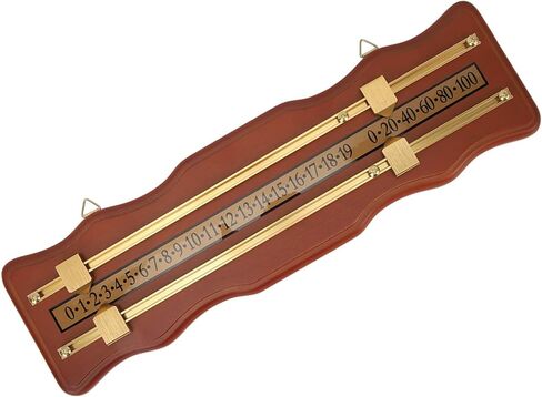 Billiard Game Scorer, 2 Track Wavy Brown Medium Density Fiberboard Score Board for Billiards, Manual Slide Scoring Keeper with Metal Track for Home Club Game Room in Kuwait