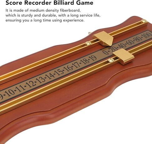 Billiard Game Scorer, 2 Track Wavy Brown Medium Density Fiberboard Score Board for Billiards, Manual Slide Scoring Keeper with Metal Track for Home Club Game Room in Kuwait