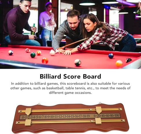 Billiard Game Scorer, 2 Track Wavy Brown Medium Density Fiberboard Score Board for Billiards, Manual Slide Scoring Keeper with Metal Track for Home Club Game Room in Kuwait