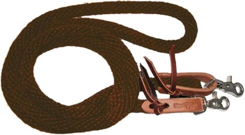 Circle Y Nylon Rope Reins | 3/4" Thick 8-Foot Comfortable Durable Western Roper Reins with Leather Waterloops & Stainless Steel Snaps for Trail, Ranch & Training Riders in Kuwait