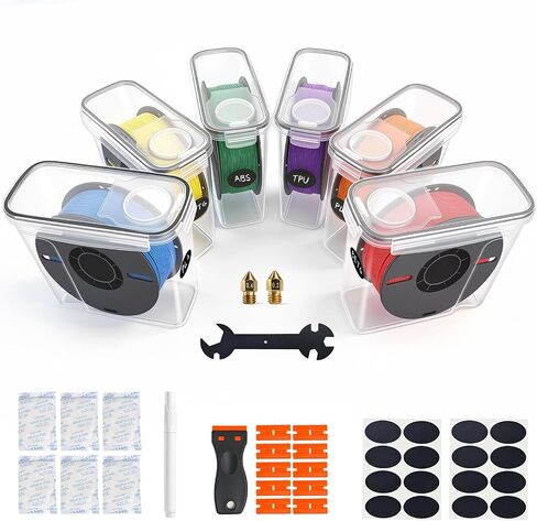 6 Pack 4L Filament Storage Box Hygrometer Airtight Dry Box for 3D Printer Filament Sealing, Complete Kit: 11 Pcs Spatula/Blades, 2 MK8 Nozzles, Wrench, Pen, Stickers & Reusable Desiccant in Kuwait