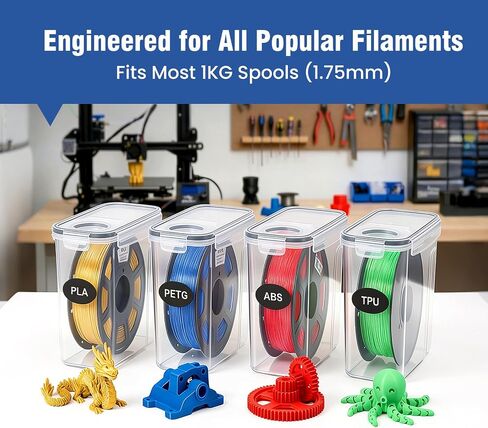 6 Pack 4L Filament Storage Box Hygrometer Airtight Dry Box for 3D Printer Filament Sealing, Complete Kit: 11 Pcs Spatula/Blades, 2 MK8 Nozzles, Wrench, Pen, Stickers & Reusable Desiccant in Kuwait