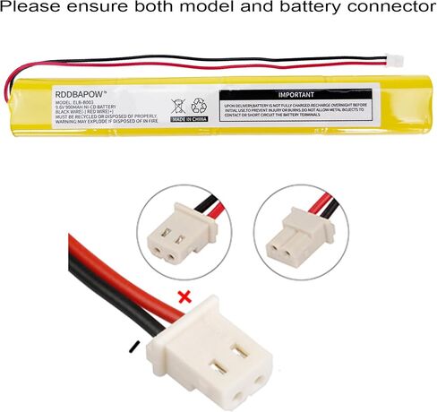 ELBB003 ELB-B003 9.6V 900mAh Emergency Exit Sign Light Battery Compatible Lithonia ELB-B004 ELBB004 OSI OSA228 DANTONA CUSTOM-306-U BBAT0043A BAT9.6V700 BBAT0044A BAA-96 (1 Pack) in Kuwait