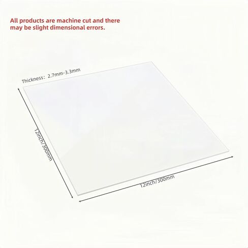 2Pcs Clear Acrylic Sheets, 12" x 12", 1/8"(3mm) Thickness, Protective Film with Double-Sided Kraft Paper. Used in Craft Projects, Signs, Display Cases, DIY Projects, Etc. (12" x 12" x 1/8"，2p) in Kuwait