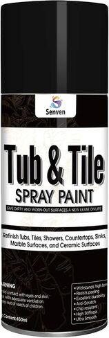 Tub and Tile Spray Paint White Gloss Aerosol Spray Tile Paint Bathtub Refinishing Kit for Tiles Ceramic Porcelain Fiberglass Resurfacing Bathroom Walls Bathtubs Sinks Countertops Toilets Gloss White in Saudi Arabia