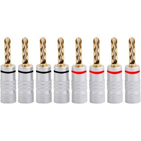 4PCS 4mm Banana Plug 24K Gold Plated Copper BFA 4mm Banana Connector Male Speaker Plug Black&red No Welding Required(8pcs) in Kuwait