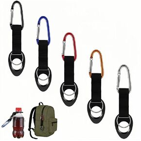 Multi-functional Durable Silicone Water Bottle Holder with Carabiner Clip & Key Ring, Fits 12-25 oz Bottles, Elastic Strap for Hiking, Camping, Cycling, Travel, Outdoor Gear (5-Pack Assorted Colors) in Kuwait
