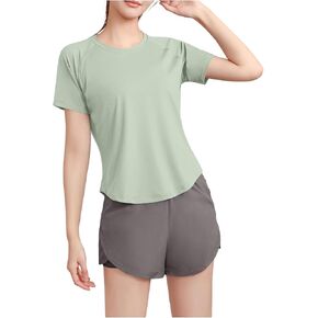Workout T Shirts Women Yoga Sports Tops Short Sleeve Soft Stretch Active Shirt Quick Dry Breathable Tee Top in Kuwait