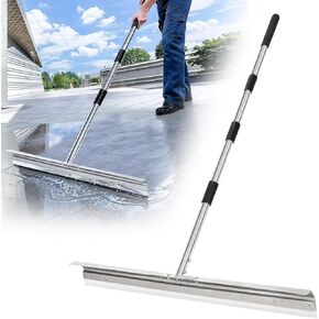 Heavy-Duty Large Floor Squeegee for Concrete, 33.4" Commercial Silicone Blade Squeegee for Floor with 63" Stainless Handle, Anti-Splash Curved Baffle for Garage, Factory, and Tough Cleaning Jobs in Saudi Arabia