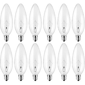 LinMiFo 12-Pack E12 B10 لمبة قاعدة الشمعدانات الشفافة، 40 وات 120 فولت مصابيح إضاءة شمعة متوهجة قابلة للتعتيم للمعلقات أو الهواء الطلق، مروحة السقف، الموقد، شمعدانات الحائط in Kuwait