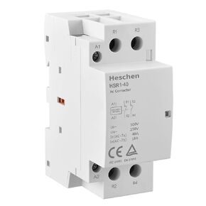 مفتاح موصل التيار المتردد المنزلي من Heschen، HSR1-40، Ie 40A، 2 قطب، اثنان مغلقان بشكل طبيعي، جهد ملف تيار متردد 220 فولت/240 فولت، حامل سكة DIN 35 مم in Kuwait
