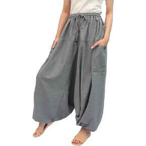 بنطال Wynnthaishop'100% قطن فضفاض بوهو علاء الدين يوجا (L-XXL للخصر من 34 بوصة إلى 48 بوصة رمادي) in Kuwait