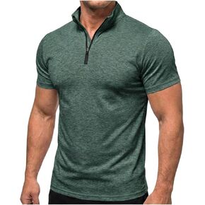 Mens Quarter Zip Golf Shirts Casual Short Sleeve Business Pullover Top 2026 Lightweight Stand Collar Sport Slim Shirt in Kuwait