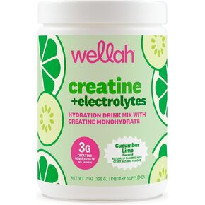 Wellah Creatine + مسحوق الإلكتروليتات (الخيار والليمون) 30 حصة - مزيج مشروب الترطيب مع 3 جرام من الكرياتين مونوهيدرات in Kuwait