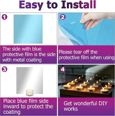 10 قطع 12 × 12 × 0.04 بوصة من صفائح المرآة الأكريليك ذات الاتجاهين | من خلال زجاج المرآة الشفاف بنسبة 30%، للمشروع السحري والفنون اليدوية in Kuwait
