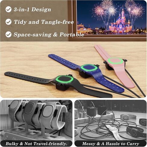 ZOOROO 3-in-1 Charger Compatible with Disney-Magic Band Charger | USB-C and USB-A, Portable Charger for MagicBand+，Disney-Essentials in Kuwait