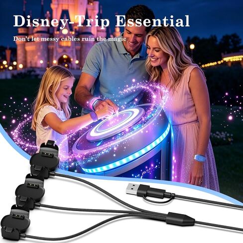 ZOOROO 3-in-1 Charger Compatible with Disney-Magic Band Charger | USB-C and USB-A, Portable Charger for MagicBand+，Disney-Essentials in Kuwait