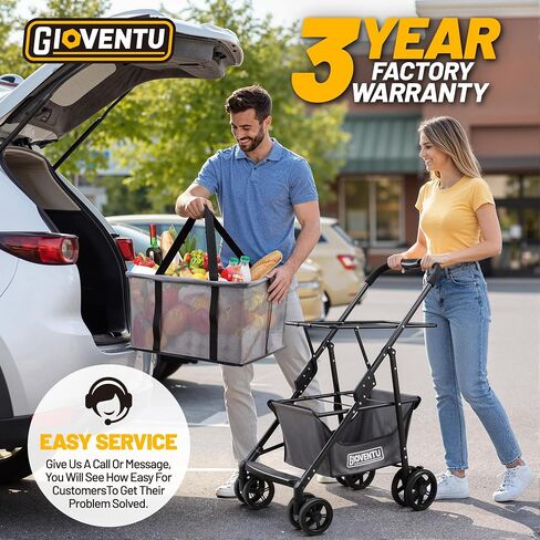 𝟐𝟎𝟐𝟓 𝐔𝐩𝐠𝐫𝐚𝐝𝐞𝐝 Folding Shopping Cart with Wheels, 80lbs Multi Use Grocery Carts with 360° Wheels & Removable Tote Bag, Multifunctional Portable Personal Shopping Carts for Groceries, Black in Saudi Arabia