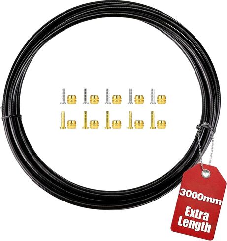 NOVASPARK Hydraulic Brake Hose Kit for Upgrading Disc Brakes, 3000mm Nylon Cable with 10 Sets Brass Insert and Olive, Compatible with Shimano BH59 BH90, for Mountain Road and Mini Bikes in Kuwait