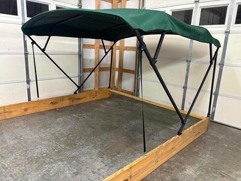 Cypress Rowe Outfitters Dark Forest Green Replacement Bimini Top Canvas with Storage Boot, 8' Long x 8.5' Wide, 16oz, 4 Bow, fits 97-103" Wide, Zippered Sleeves, Navigation Light Cutout in Kuwait
