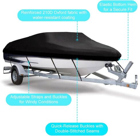 Boat Cover for Boston Whaler Sport 110/TENDER 110 11' 2010-2021, All-Weather Trailerable Boat Cover, Water-Resistant Oxford Fabric for V-Hull, Tri-Hull Boats in Kuwait