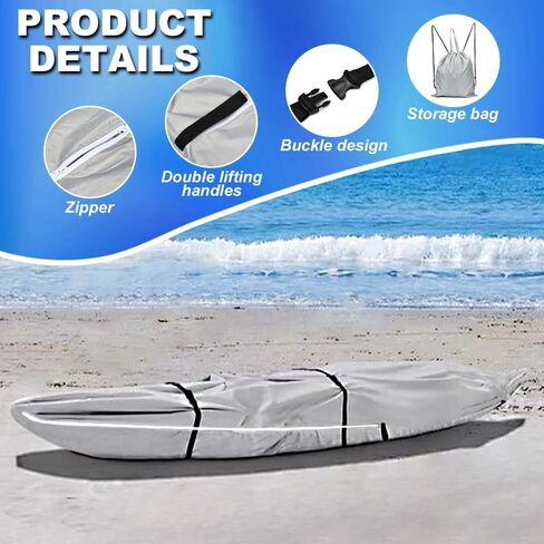 Blueshyhall 420D Heavy Duty Kayak Cover 18FT - Waterproof UV Protection, Fits for Kayaks/Canoes/SUPs/Boats/Paddle Boards, Indoor/Outdoor Storage in Kuwait