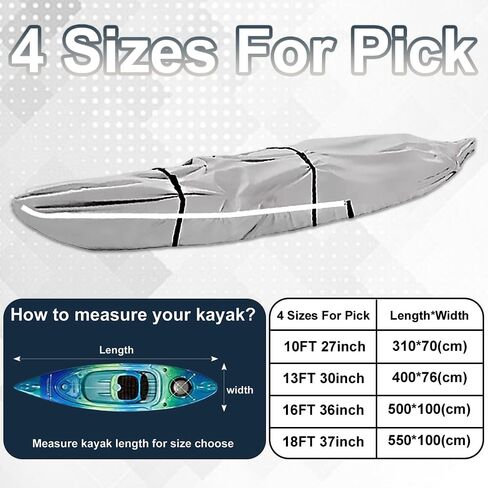 Blueshyhall 420D Heavy Duty Kayak Cover 18FT - Waterproof UV Protection, Fits for Kayaks/Canoes/SUPs/Boats/Paddle Boards, Indoor/Outdoor Storage in Kuwait