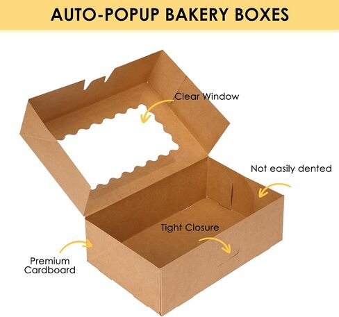 Moretoes 28pcs Cookie Boxes with Window, 9x6x3 Inch Brown Bakery Boxes Pastry Containers for Chocolate Covered Strawberries, Candy, Muffins, Donuts in Kuwait