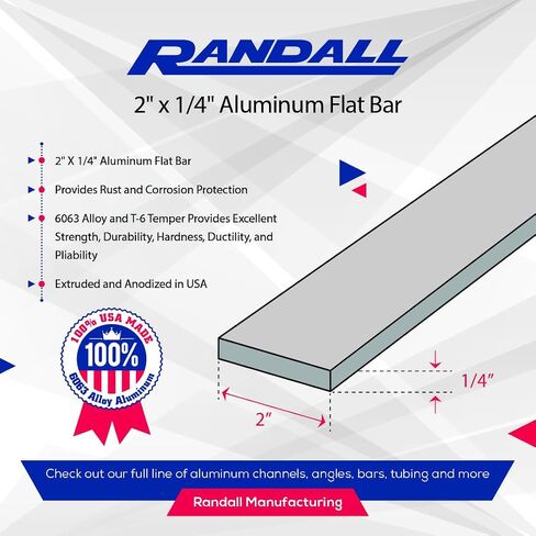 92" Clear Anodized Aluminum Flat Bar – 2" Wide x 1/4" Thick – 6063-T6 Alloy – Rust-Resistant Architectural Aluminum Strip – Straight Edge Solid Bar for Fabrication, Framing, and Trim in Kuwait