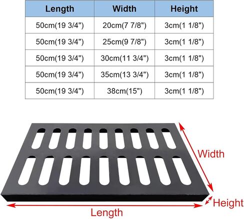 Heavy Duty Cast Iron Drain Cover - Durable Outdoor Metal Grate for Sewer, Yard, Driveway & Garage - Rectangle Drainage Grate (19.7x13.8x1.2 inch) in Kuwait