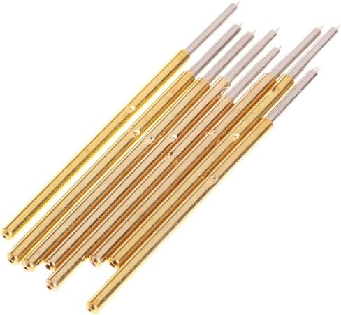 Test Needle 100 Pcs P100-B1 Spring Test Probe Pogo Pin Test Tools Dia 1.36mm Length 33.35mm Round Head Pin for Printed Circuit Board, Gold+silver in Kuwait