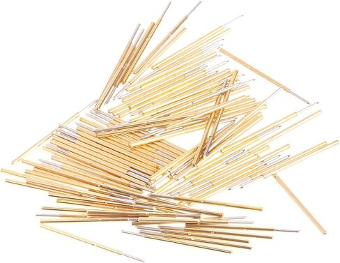 Test Needle 100 Pcs P100-B1 Spring Test Probe Pogo Pin Test Tools Dia 1.36mm Length 33.35mm Round Head Pin for Printed Circuit Board, Gold+silver in Kuwait