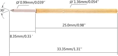 Test Needle 100 Pcs P100-B1 Spring Test Probe Pogo Pin Test Tools Dia 1.36mm Length 33.35mm Round Head Pin for Printed Circuit Board, Gold+silver in Kuwait