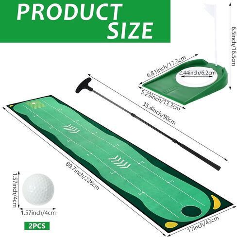 Portable Golf Putting Mat, Mini Golf Putting Green Set with Putting Mat, Putting Cup, Retractable Push Rod (Youth) with 2 Balls, Putting Mat for Indoors, Golf Gifts for Men Kids in Kuwait