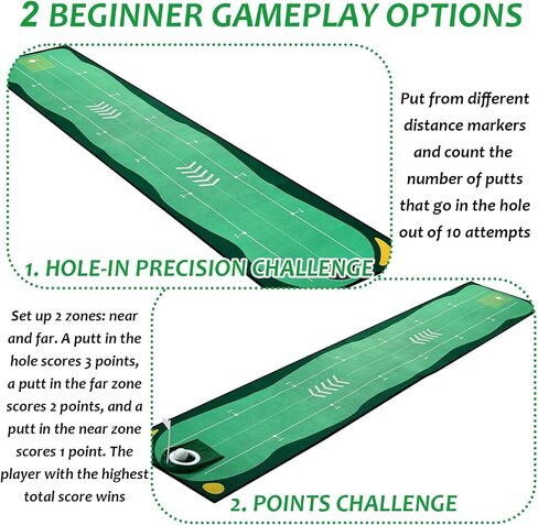 Portable Golf Putting Mat, Mini Golf Putting Green Set with Putting Mat, Putting Cup, Retractable Push Rod (Youth) with 2 Balls, Putting Mat for Indoors, Golf Gifts for Men Kids in Kuwait