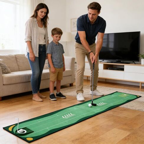 Portable Golf Putting Mat, Mini Golf Putting Green Set with Putting Mat, Putting Cup, Retractable Push Rod (Youth) with 2 Balls, Putting Mat for Indoors, Golf Gifts for Men Kids in Kuwait