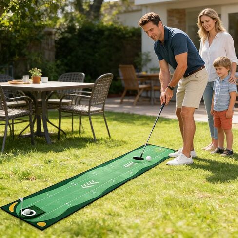 Portable Golf Putting Mat, Mini Golf Putting Green Set with Putting Mat, Putting Cup, Retractable Push Rod (Youth) with 2 Balls, Putting Mat for Indoors, Golf Gifts for Men Kids in Kuwait