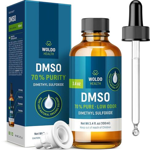 WoldoHealth DMSO 99.9٪ سائل من الدرجة الصيدلانية - 3.38 فلوريدا. أوقية | قطرات ثنائي ميثيل سلفوكسيد نقية، مذيب ذو رائحة منخفضة معتمد من FT-IR في زجاجة قطارة زجاجية in Kuwait