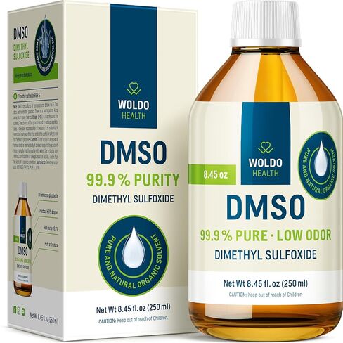 WoldoHealth DMSO 99.9٪ سائل من الدرجة الصيدلانية - 3.38 فلوريدا. أوقية | قطرات ثنائي ميثيل سلفوكسيد نقية، مذيب ذو رائحة منخفضة معتمد من FT-IR في زجاجة قطارة زجاجية in Kuwait