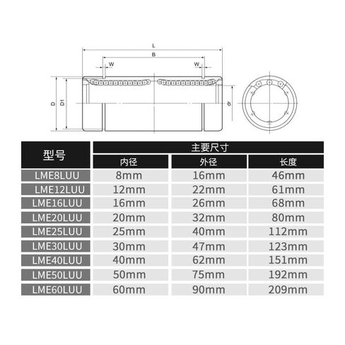 1PC Motion Linear Bearings LME25LUU/30LUU/40LUU/50LUU/60LUU/80LUU Long Cylindrical Sleeve Ball Bearing(LME60LUU) in Kuwait
