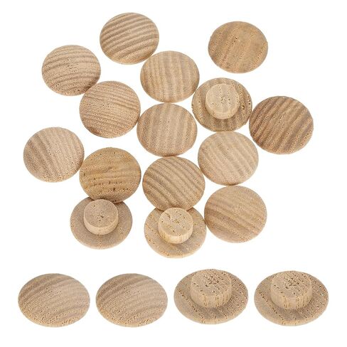 uxcell 40Pcs Wood Button Plugs, 10mm / 0.39" Hardwood Screw Hole Plug Mushroom Wooden Caps Buttons Ash Wood Plug for Furniture Woodworking Craft Decor (18mm x 10mm) in Kuwait