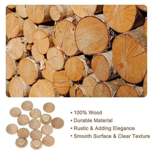 uxcell 40Pcs Wood Button Plugs, 10mm / 0.39" Hardwood Screw Hole Plug Mushroom Wooden Caps Buttons Ash Wood Plug for Furniture Woodworking Craft Decor (18mm x 10mm) in Kuwait