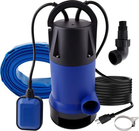KQ1100B2(1100W) Sump Pump, 4000GPH High Flow Clean Sewage Utility Pump, Equipped with 7.2-meter Water Hose and 5-meter UL Wire, For Swimming Pool, Pond,Basement, Rooftops, Water Beds in Kuwait