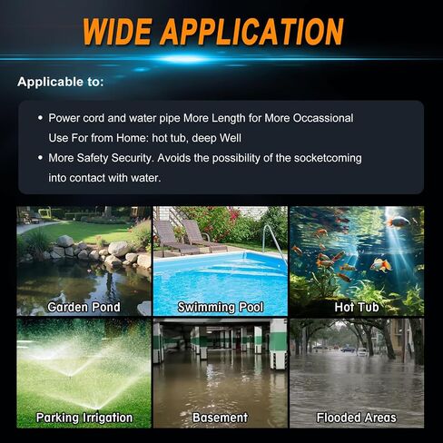 KQ1100B2(1100W) Sump Pump, 4000GPH High Flow Clean Sewage Utility Pump, Equipped with 7.2-meter Water Hose and 5-meter UL Wire, For Swimming Pool, Pond,Basement, Rooftops, Water Beds in Kuwait