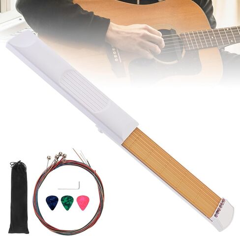 Guitar Chord Practice Tool for Beginner, Pocket Portable Trainer 6 Strings 6 Fret Fingerboard Tool Chord Practice Fretboar, with Tuning Wrench, Strings, Picks in Kuwait