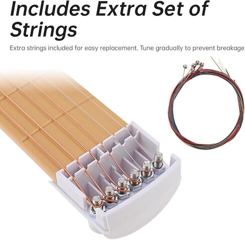 Guitar Chord Practice Tool for Beginner, Pocket Portable Trainer 6 Strings 6 Fret Fingerboard Tool Chord Practice Fretboar, with Tuning Wrench, Strings, Picks in Kuwait
