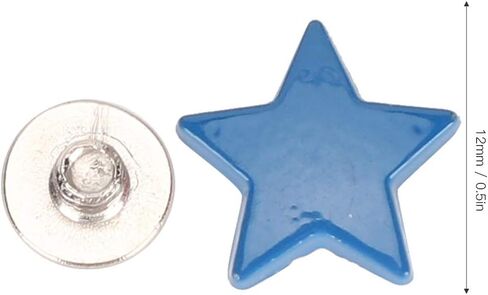 Cyrank 50 مجموعة من مسامير النجوم، 12 مم مسامير خلفية مسمارية على شكل نجمة برشام حرفية زر مسمار معدني لحقائب الأحذية وحقيبة يد برشام وحرف يدوية (أزرق) in Kuwait