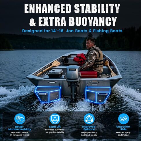 Boat Flotation Pods for Aluminum Boats, Marine Grade Aluminum Jon Boat Float Pods, Transom Float Pods for 14ft 15ft 16ft Boats, Weld-On Boat Float Pods with Extra Stern Buoyancy, Pair in Kuwait