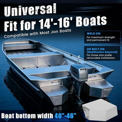 Boat Flotation Pods for Aluminum Boats, Marine Grade Aluminum Jon Boat Float Pods, Transom Float Pods for 14ft 15ft 16ft Boats, Weld-On Boat Float Pods with Extra Stern Buoyancy, Pair in Kuwait